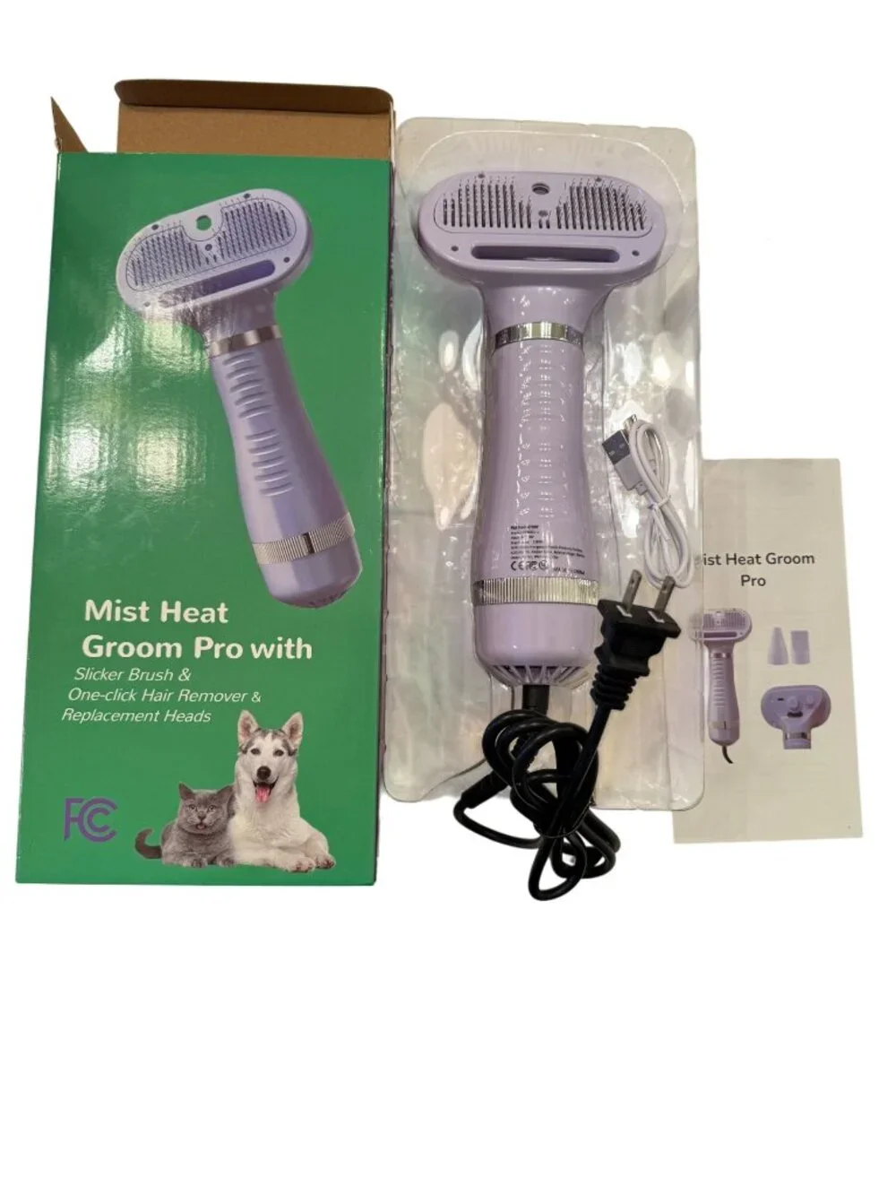 Fido Fave Dog Grooming Mist Heat Groom Pro Brush NWT 3 in 1